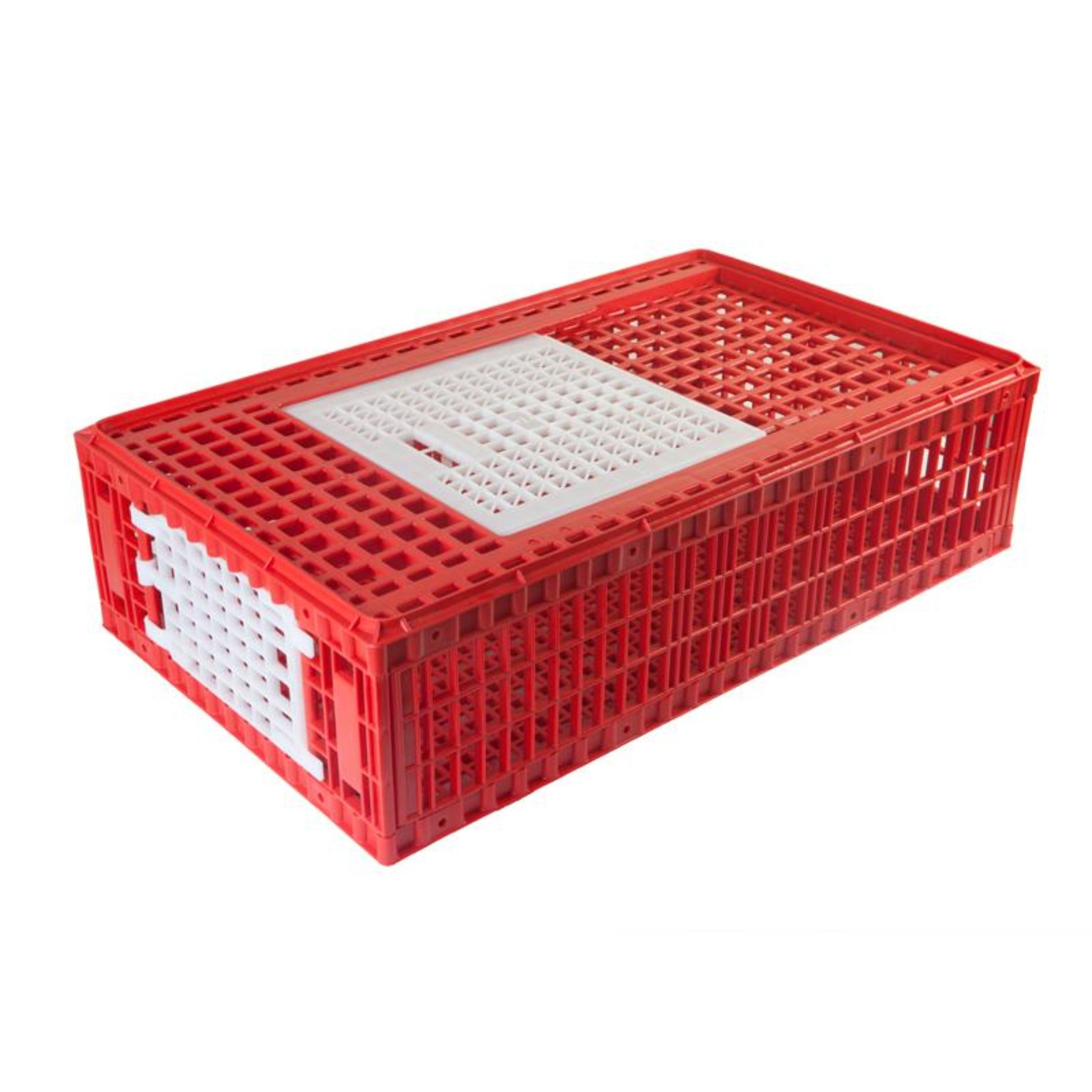 Hatching Time chicken transport coop with sliding top door and front access door.