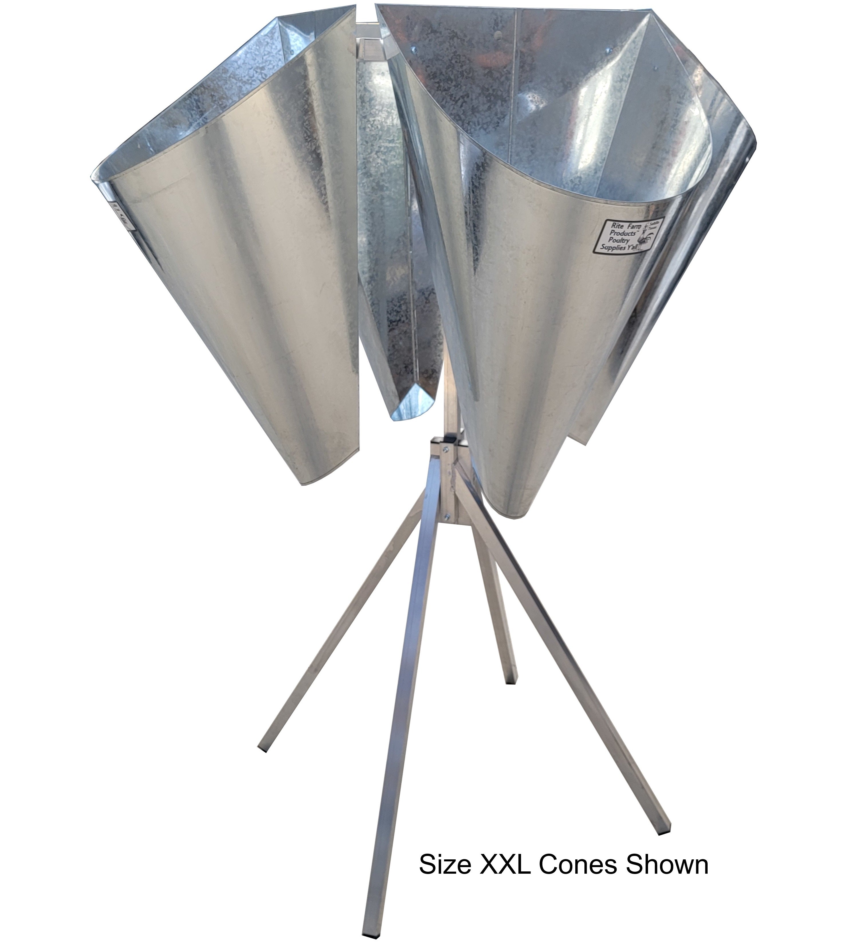 Heavy-duty aluminum poultry processing cone stand for up to four cones