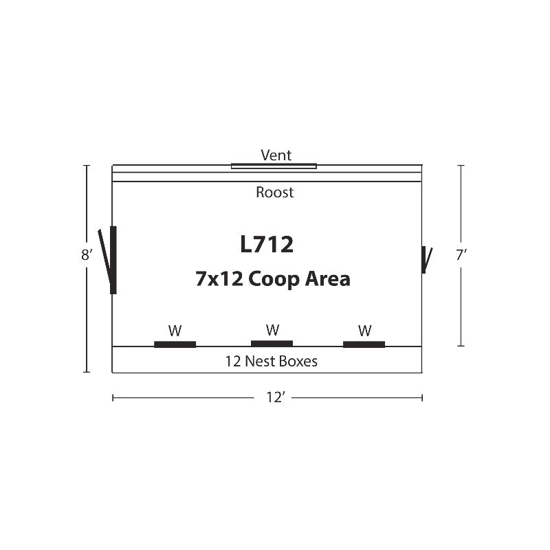 Hen House Collection Large Lean To Chicken Coop 7 x 12' L712