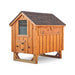 Hen House Collection A-Frame Chicken Coop A46 front with board and batten stain