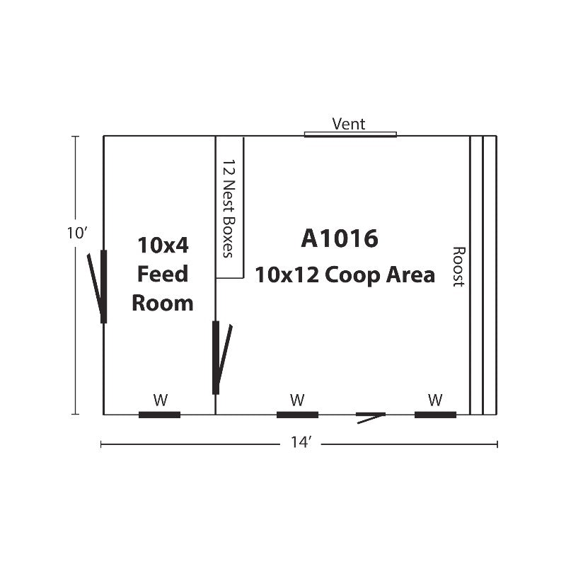 Hen House Collection A-Frame Chicken Coop & Feed Room A1016 dimensions