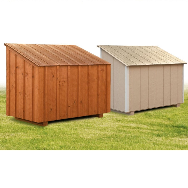 Hen House Collection Feed Bins Board and Batten stained LP and Board and Batten siding options