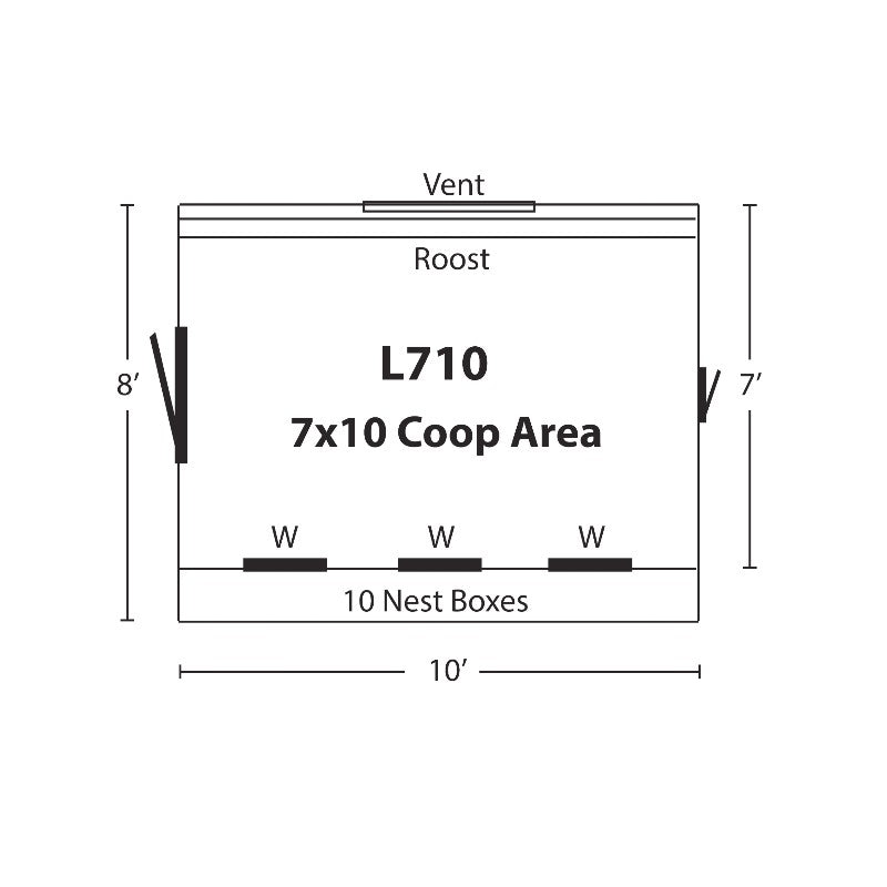 Hen House Collection Lean To Chicken Coop 7 x 10' L710 dimensions