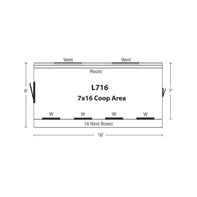 Hen House Collection Lean To Chicken Coop 7 x 16' L716 dimensions