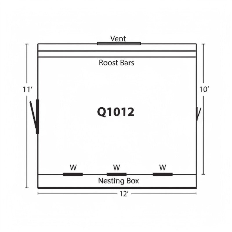 Hen House Collection Quaker Chicken Coop 10 x 12' Q1012 dimensions