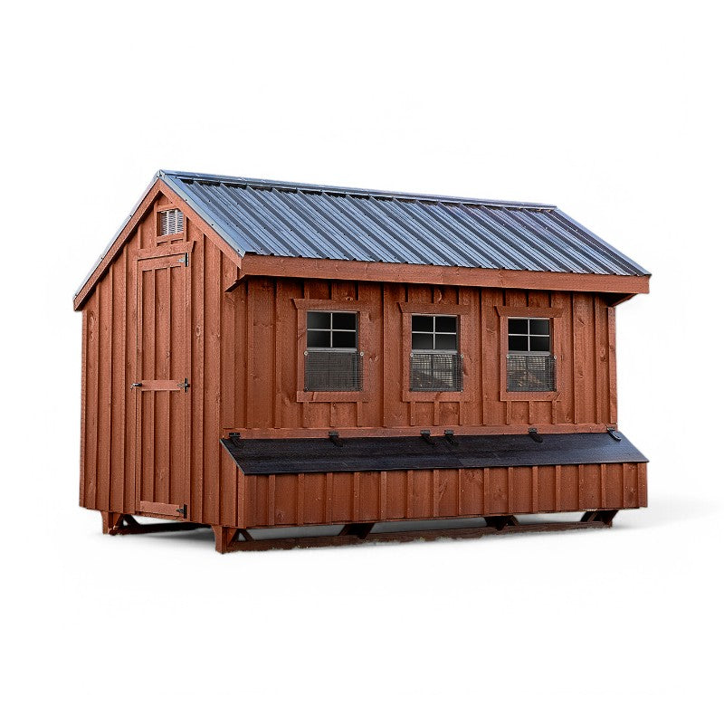 Hen House Collection Quaker Chicken Coop 7 x 12' Q712 board and batten front