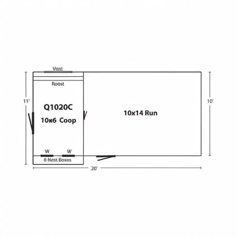 Hen House Collection Quaker Chicken Coop & Large Run Q1020C dimensions