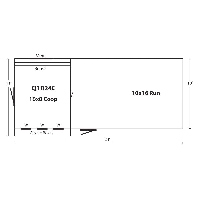 Hen House Collection Quaker Chicken Coop & Large Run Q1024C dimensions