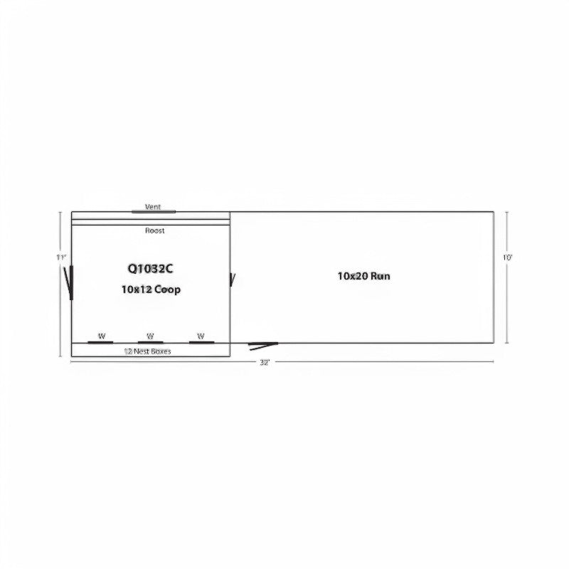 Hen House Collection Quaker Chicken Coop & Large Run Q1032C dimensions