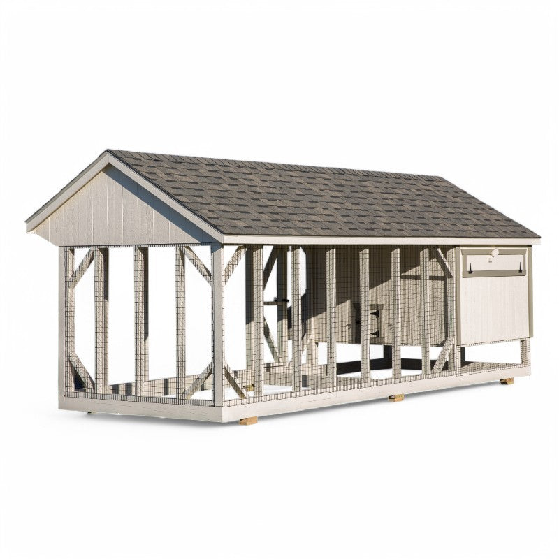 Hen House Collection Quaker Chicken Coop & Large Run Q720C back of LP coop