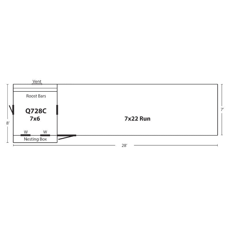 Hen House Collection Quaker Chicken Coop & Large Run Q728C dimensions