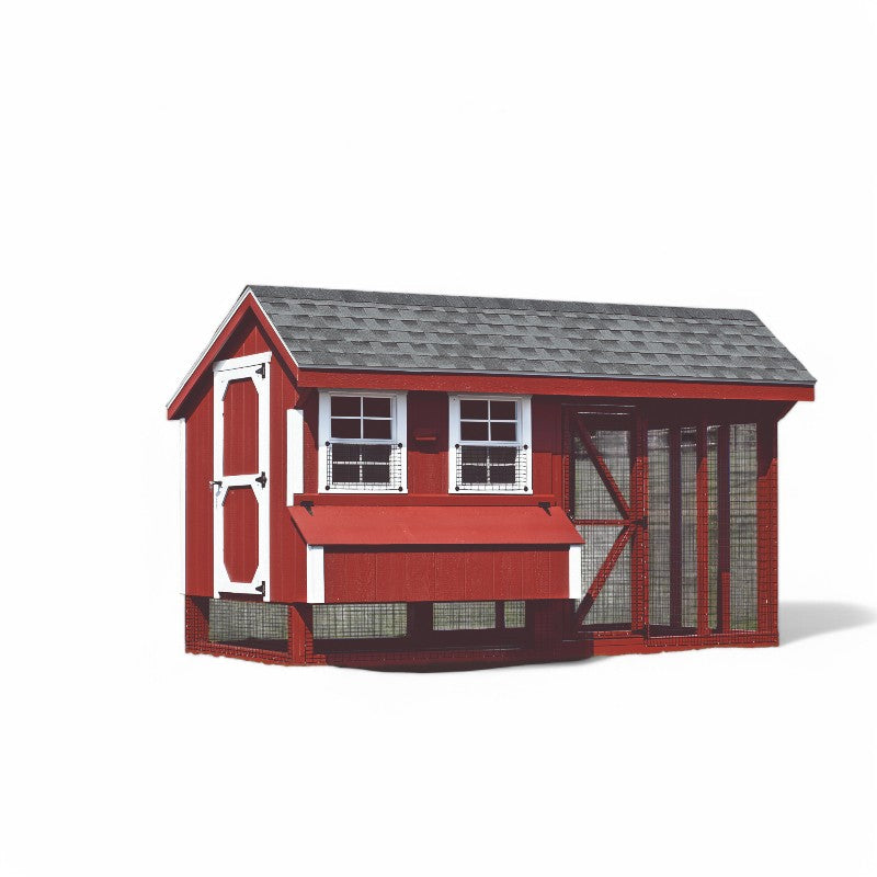 Hen House Collection Quaker Chicken Coop & Run Q612C LP red front