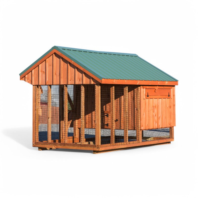Hen House Collection Quaker Chicken Coop & Run Q712C board and batten back
