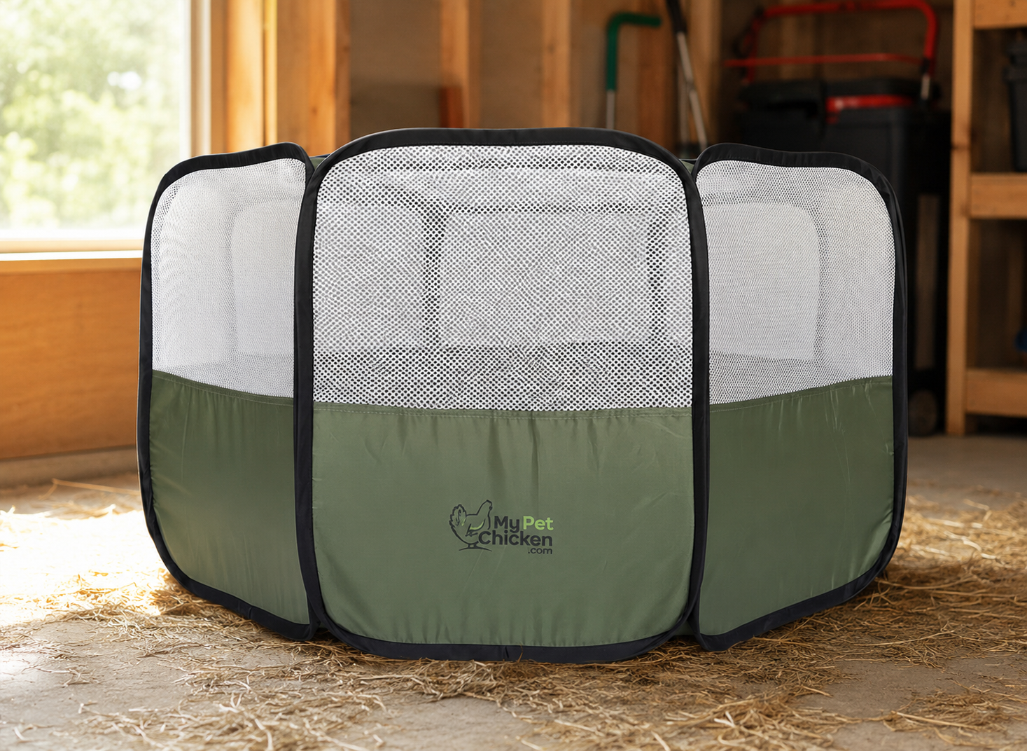 Hen Pen Starter folded for compact brooder storage