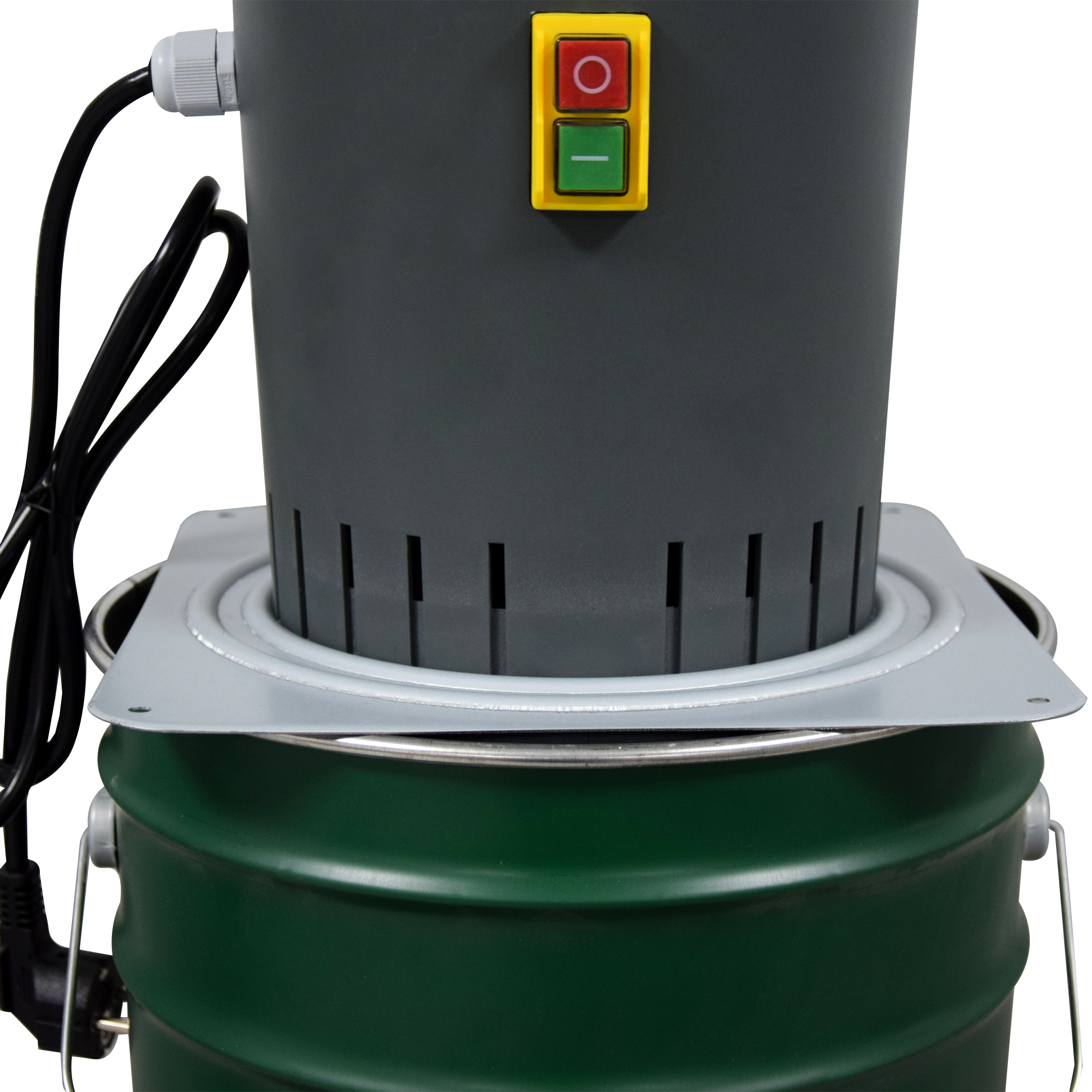 High-speed grain mill for grinding dry corn and other feed ingredients.