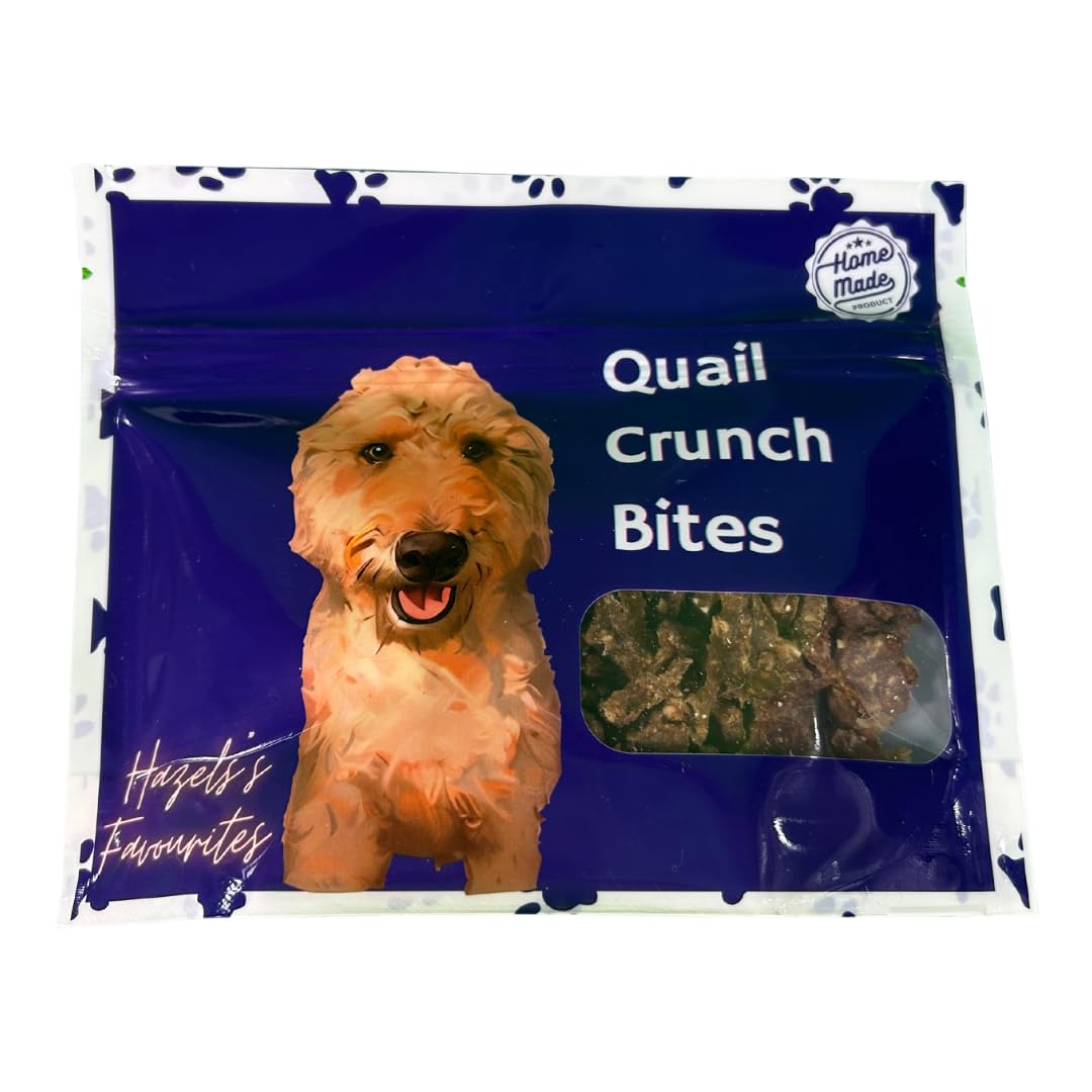 Home Made Quail Crunch Bites: Gourmet Dehydrated Dog Treats with Quail Meat & Shells 