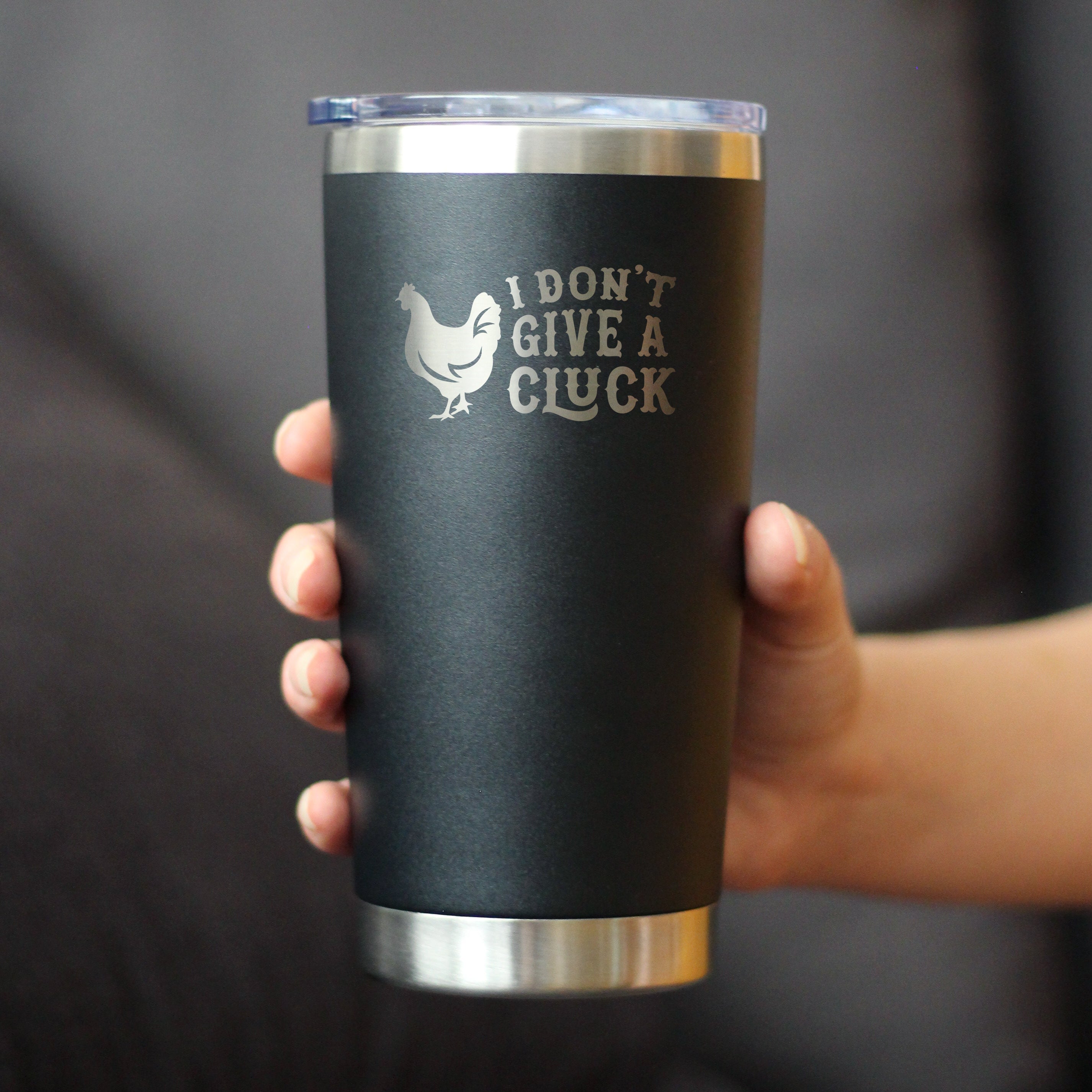 Don't Give A Cluck - Insulated Coffee Tumbler Cup with Sliding Lid - Stainless Steel Insulated Mug - Funny Chicken Gift for Women and Men
