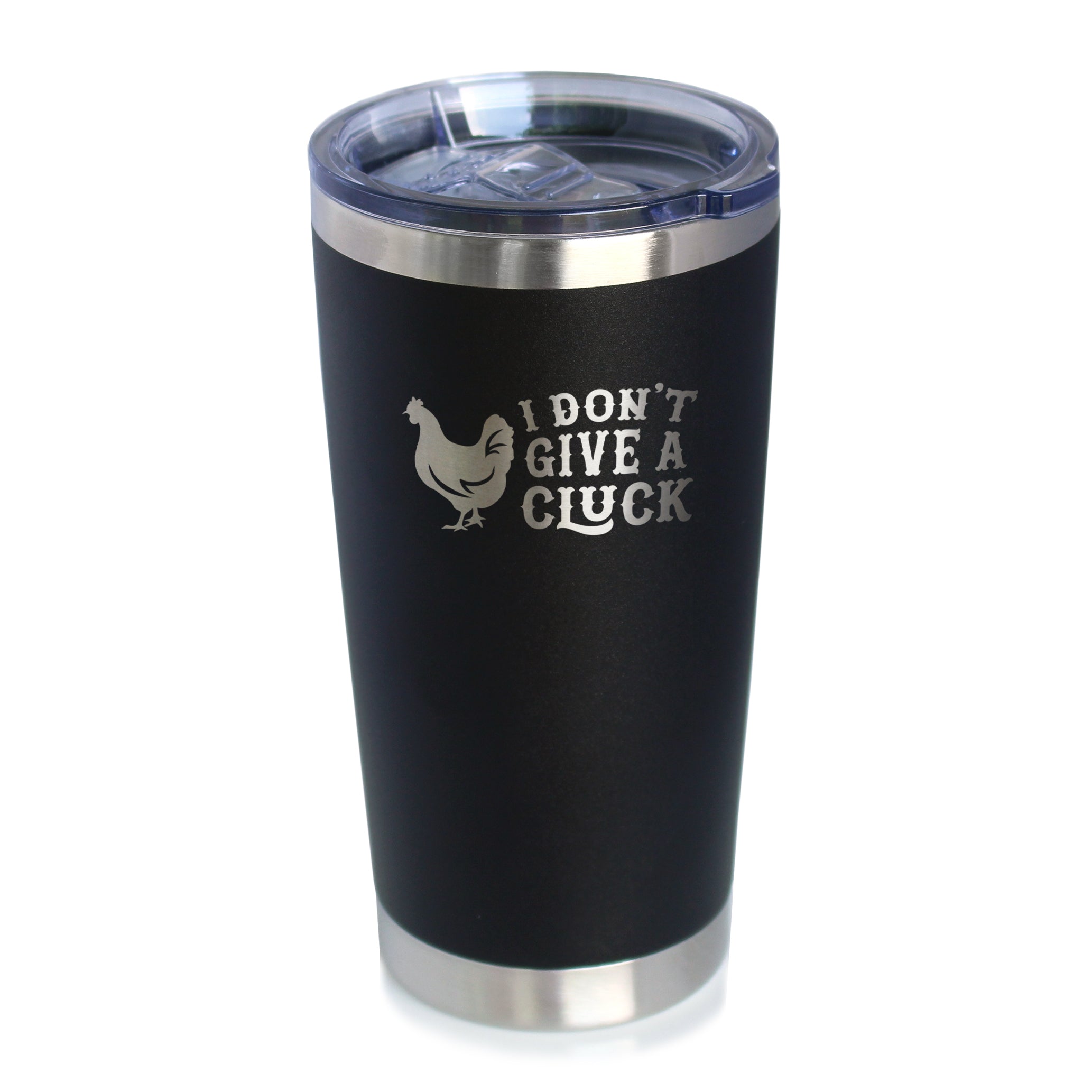 Don't Give A Cluck - Insulated Coffee Tumbler Cup with Sliding Lid - Stainless Steel Insulated Mug - Funny Chicken Gift for Women and Men