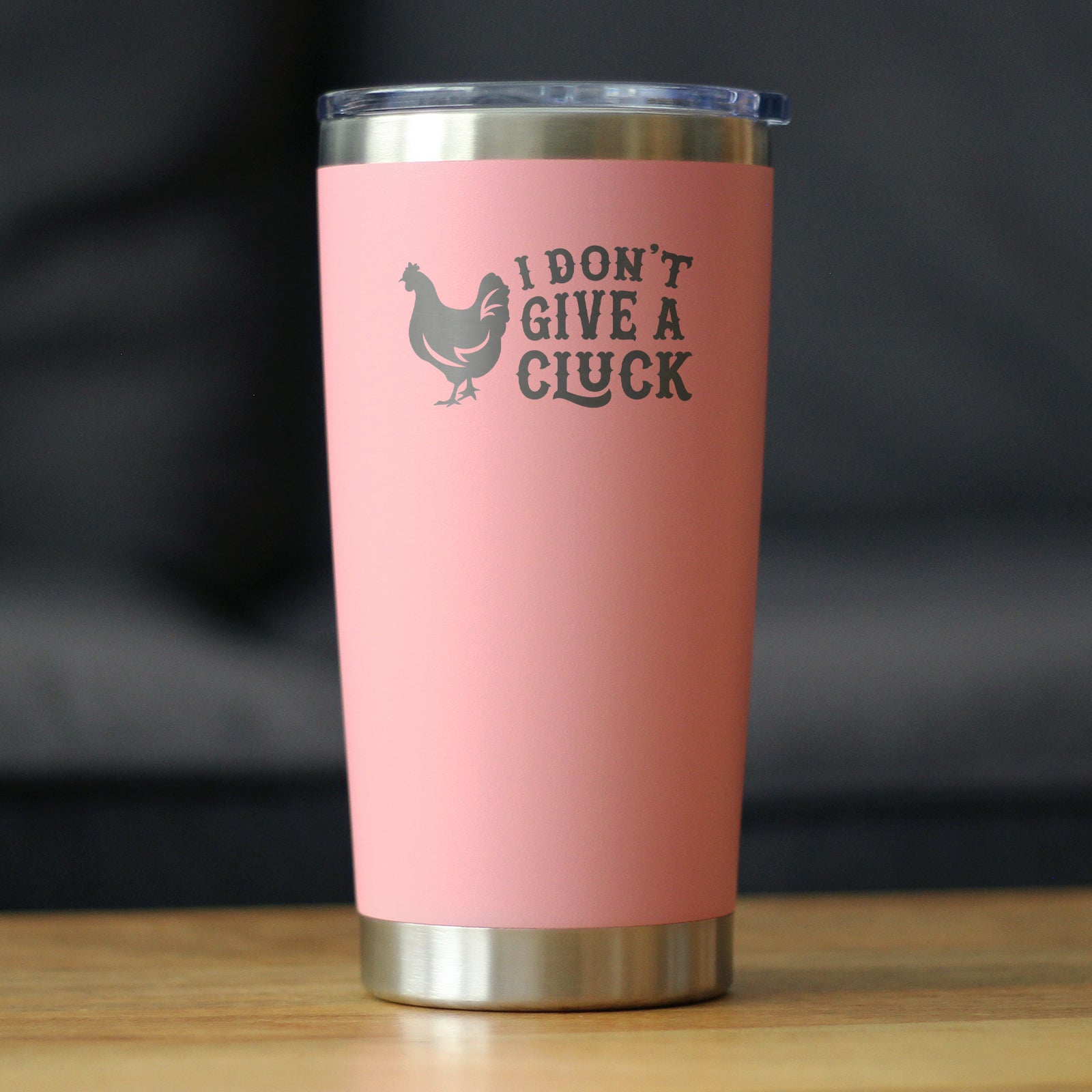 Don't Give A Cluck - Insulated Coffee Tumbler Cup with Sliding Lid - Stainless Steel Insulated Mug - Funny Chicken Gift for Women and Men