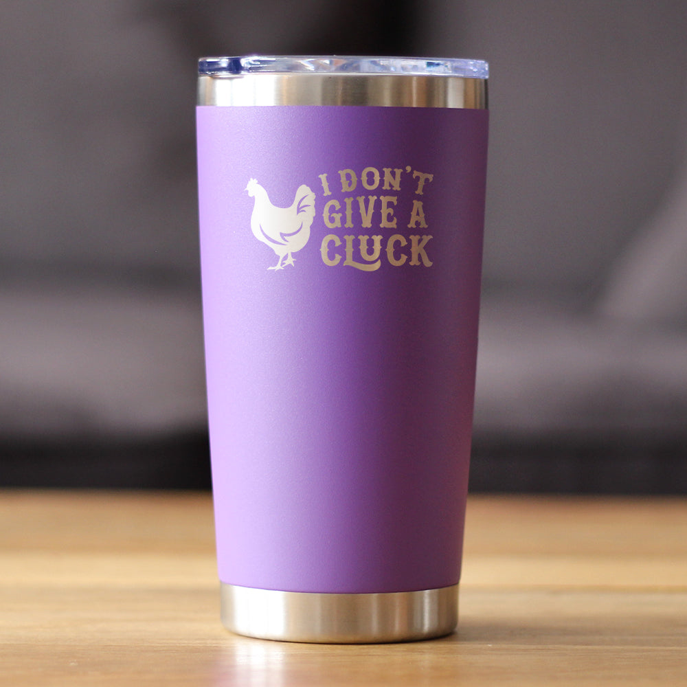 Don't Give A Cluck - Insulated Coffee Tumbler Cup with Sliding Lid - Stainless Steel Insulated Mug - Funny Chicken Gift for Women and Men