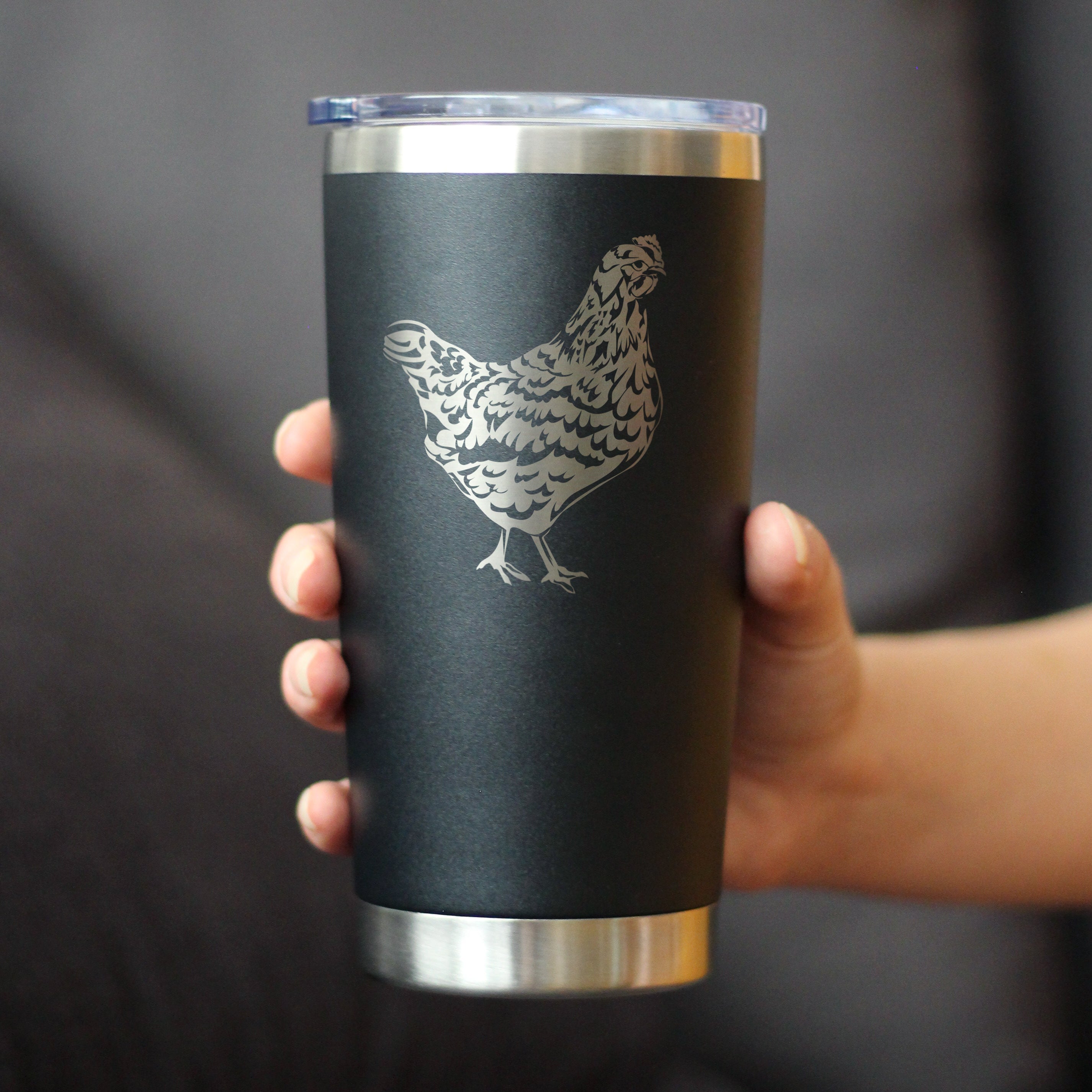 Hen - Insulated Coffee Tumbler Cup with Sliding Lid - Stainless Steel Travel Mug - Chicken Gifts for Women and Men