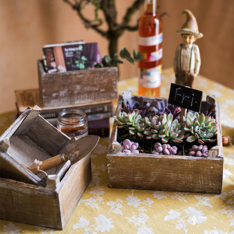 Square Solid Wood Table Box Set of 3