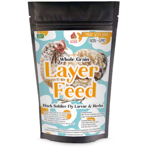 Pampered Chicken Mama 16% Premium Layer Feed With Black Soldier Fly Larvae, Fishmeal, & Herbs {Soy Free + High Protein}