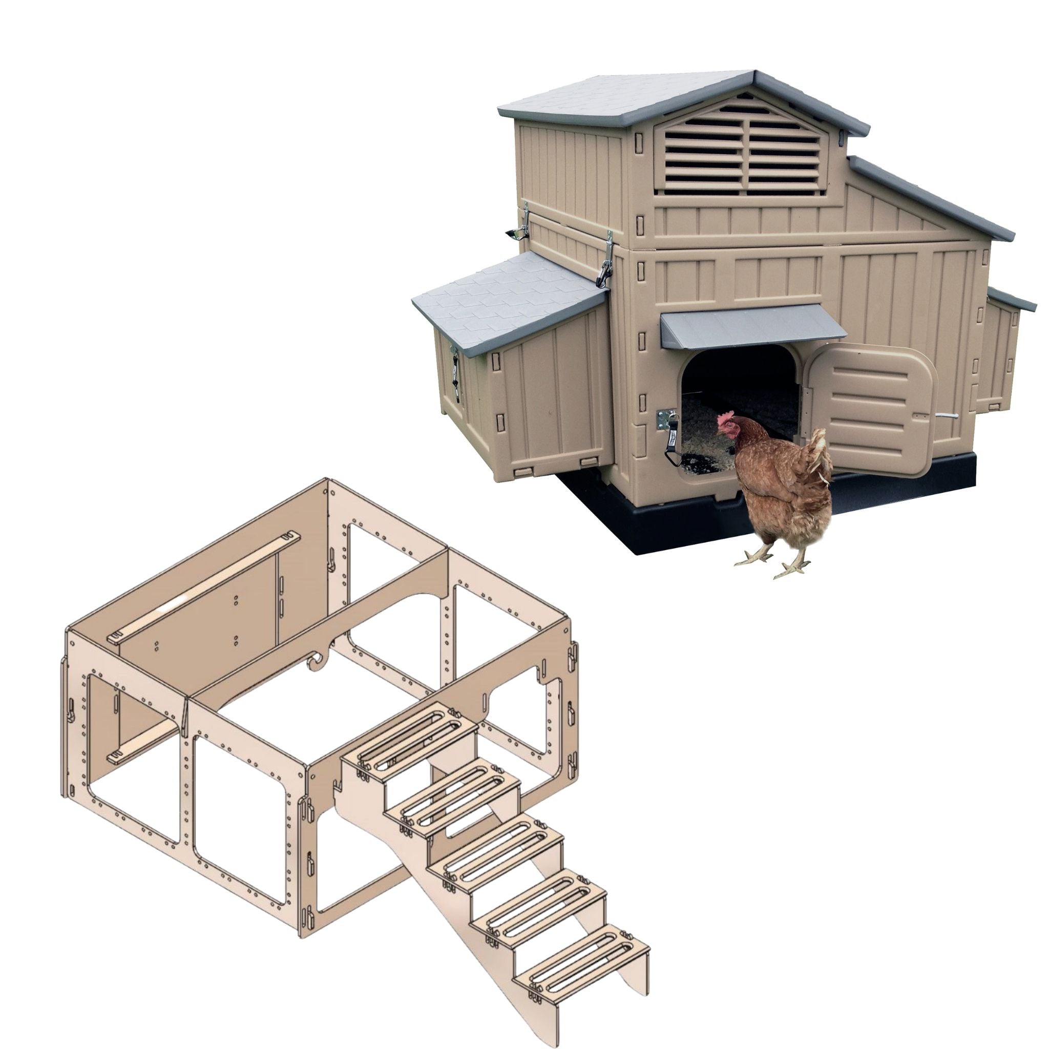 Large Chicken Coop & Stand with Stairs | Snaplock