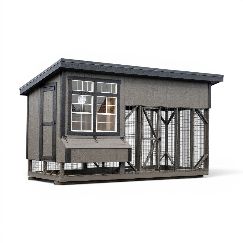 Lean To Coop with Covered Run L716C | Hen House Collection