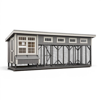 Lean To Coop with Large Covered Run L724C | Hen House Collection