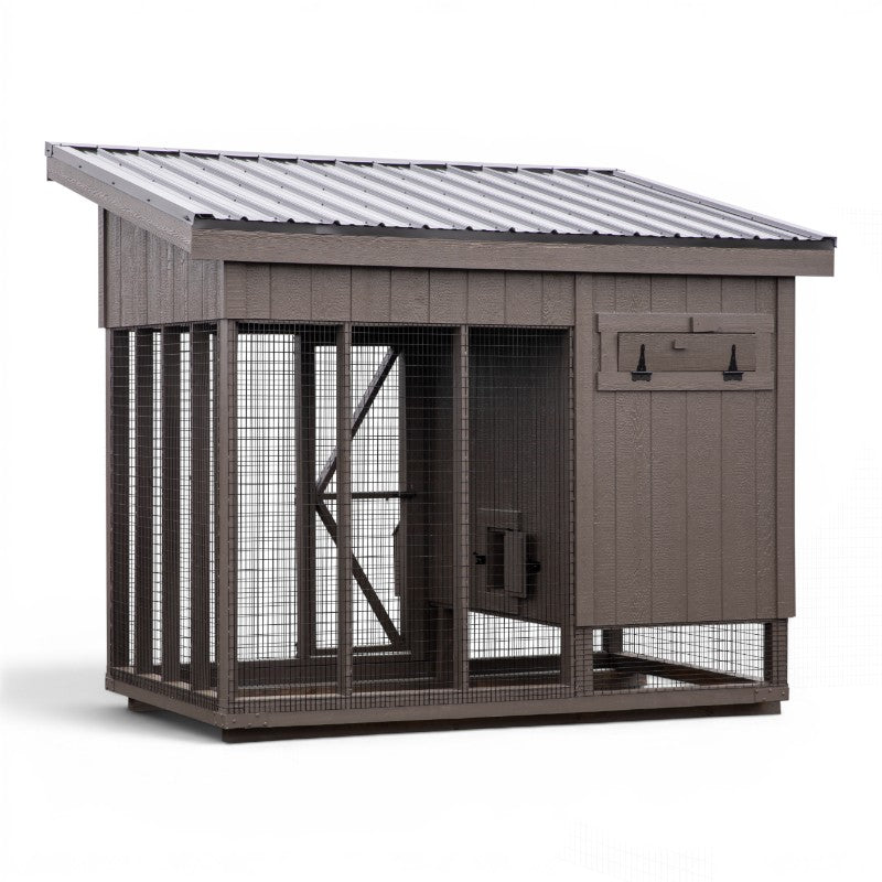 Lean To Coop with Run L610C | Hen House Collection back of black fox coop