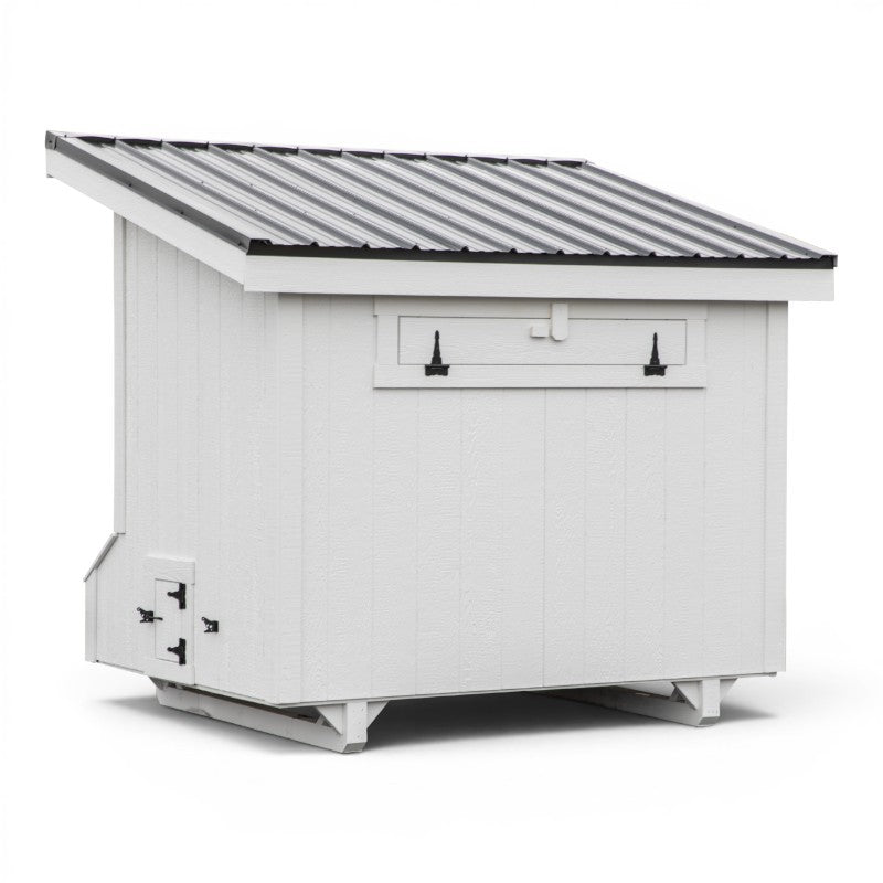 Lean To Coop without Run L58 | Hen House Collection back of white coop white trim
