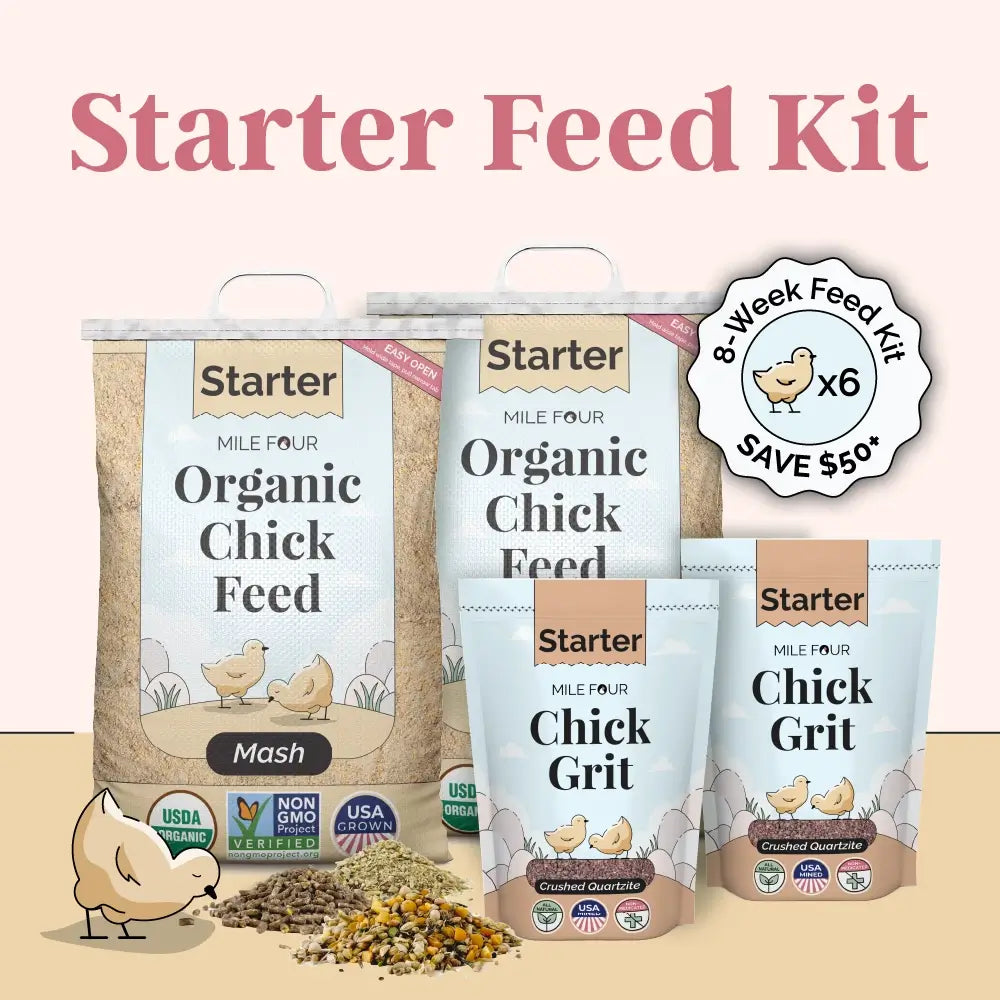 Mile Four Starter Feed Kit | 8 Weeks of Organic Feed & Grit for 6 Chicks