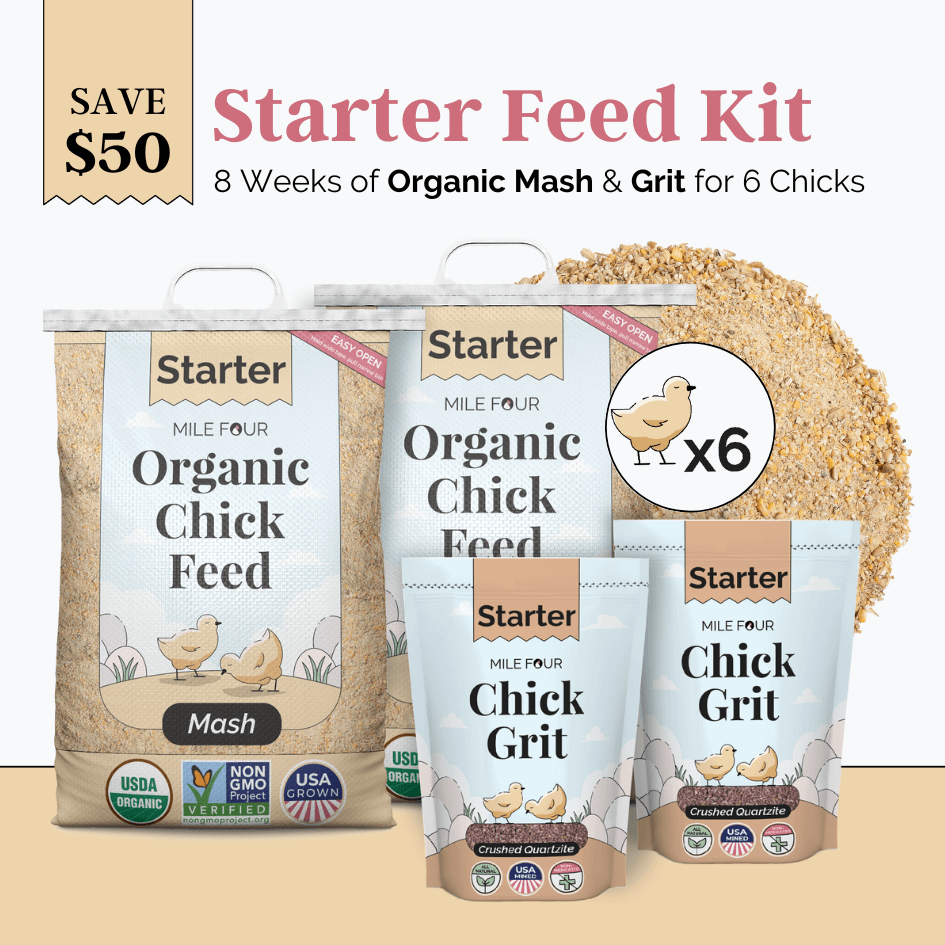 Mile Four Starter Feed Kit | 8 Weeks of Organic Feed & Grit for 6 Chicks