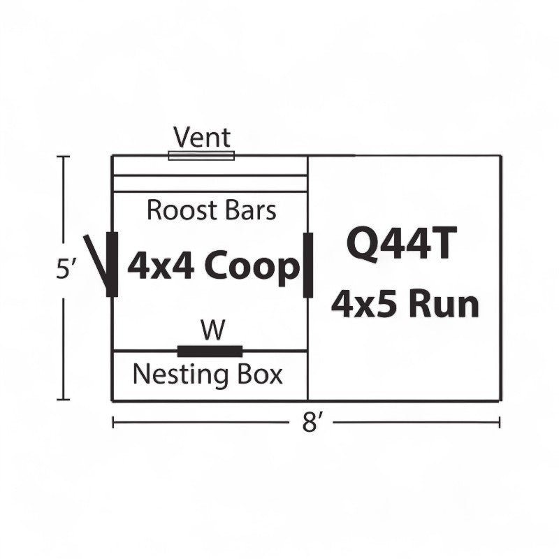 Mobile Chicken Coop with Run Q44T | Hen House Collection dimensions and layout