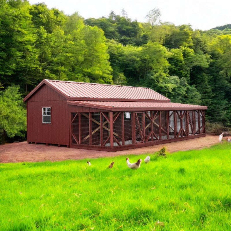Multibreed Chicken Coop w/ Back Run A1024LRC | Hen House Collection run on the back side
