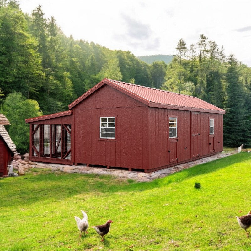 Multibreed Chicken Coop w/ Back Run A1024LRC | Hen House Collection coop with chickens