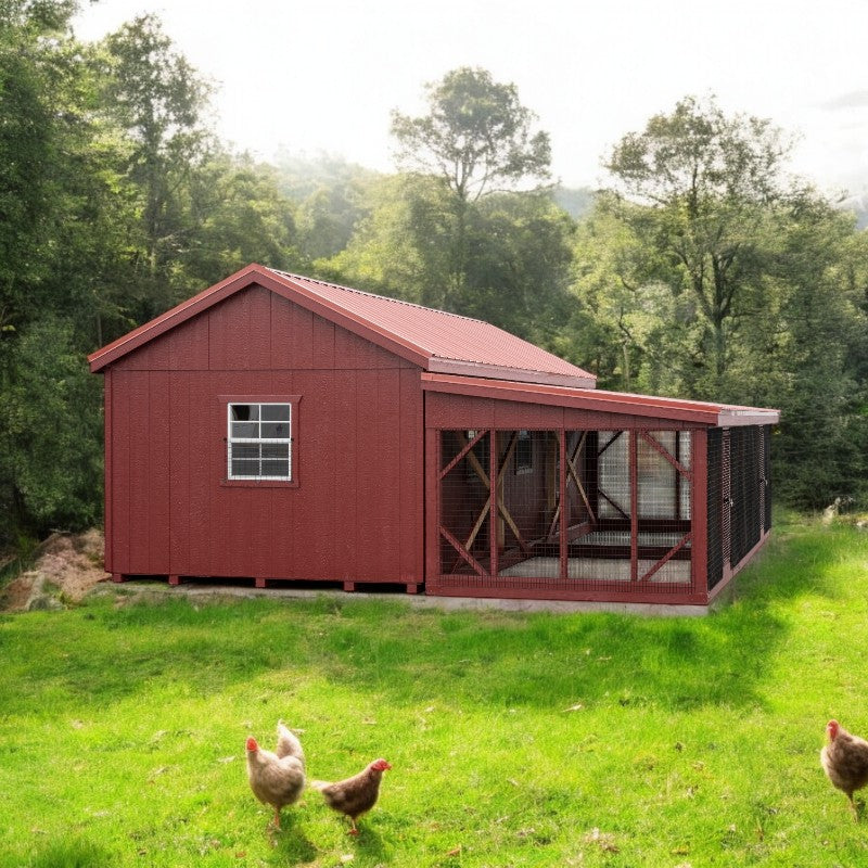 Multibreed Chicken Coop w/ Back Run A1024LRC | Hen House Collection side of run
