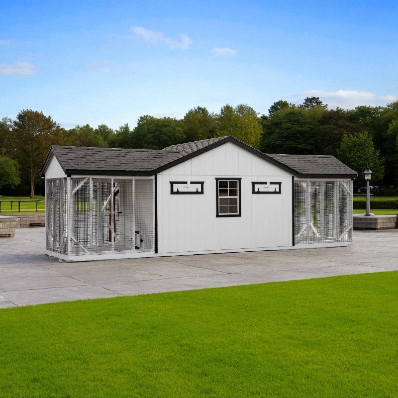 Multibreed Gable with Feed Room A828CRGD | Hen House Collection back of coop with two vents