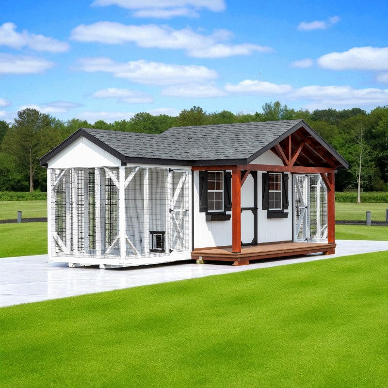 Multibreed Gable with Feed Room A828CRGD | Hen House Collection porch side