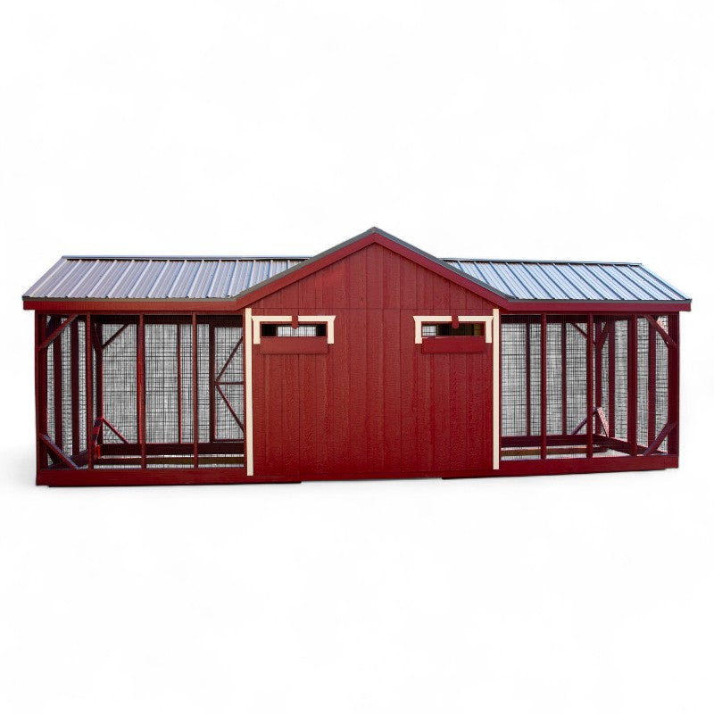 Multibreed Reverse Gable Coop A824RGCD | Hen House Collection back of runs and coop with two vents