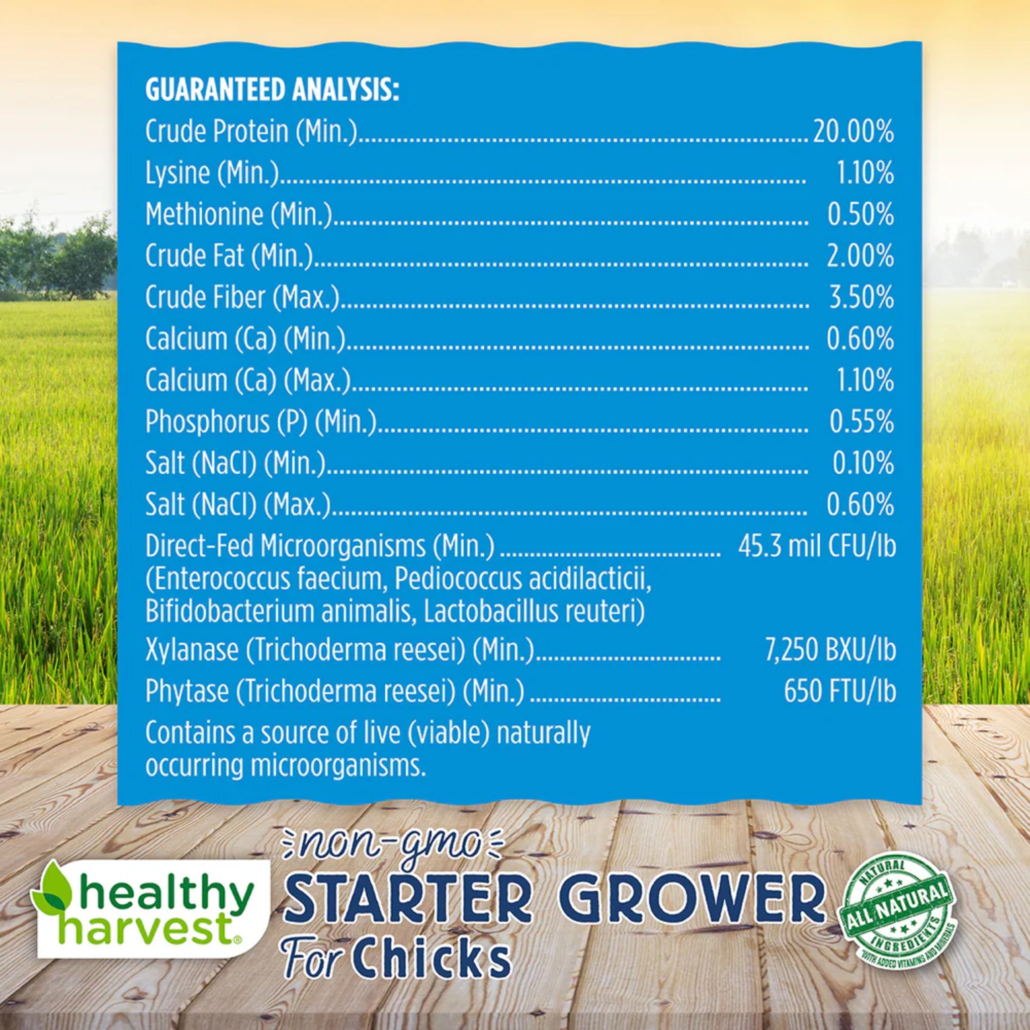 Healthy Harvest 20% Non-GMO Chick Starter/Grower Guaranteed analysis