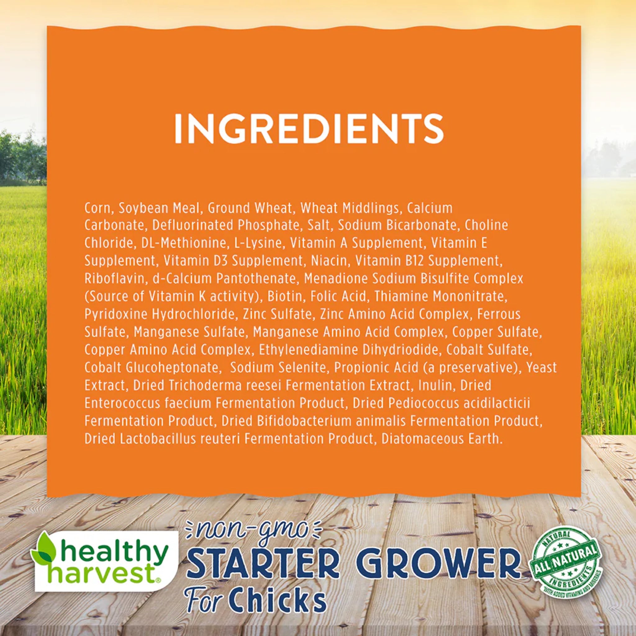Healthy Harvest 20% Non-GMO Chick Starter/Grower INGREDIENTS