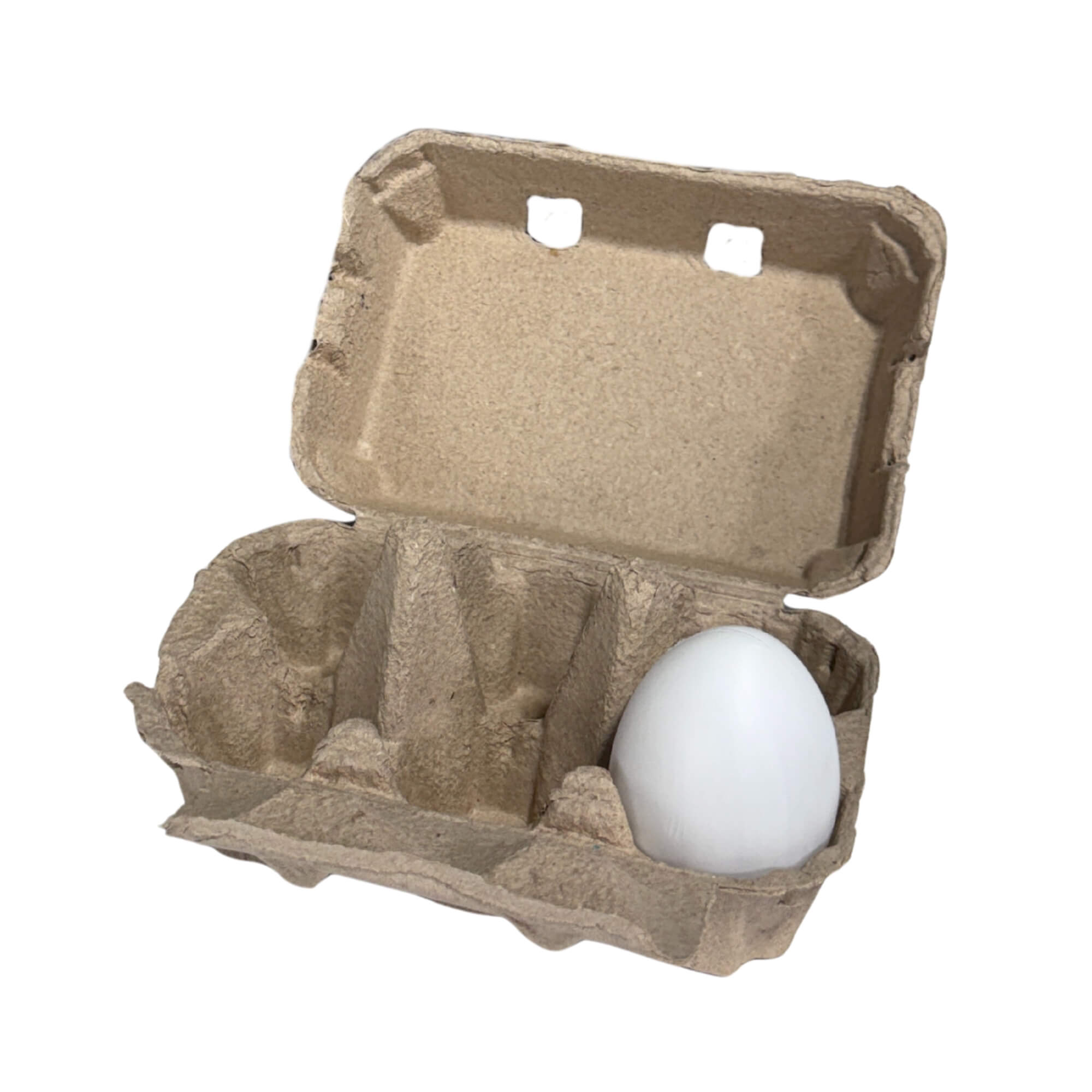 Natural-colored 6-egg chicken cartons with blank flat tops for custom branding