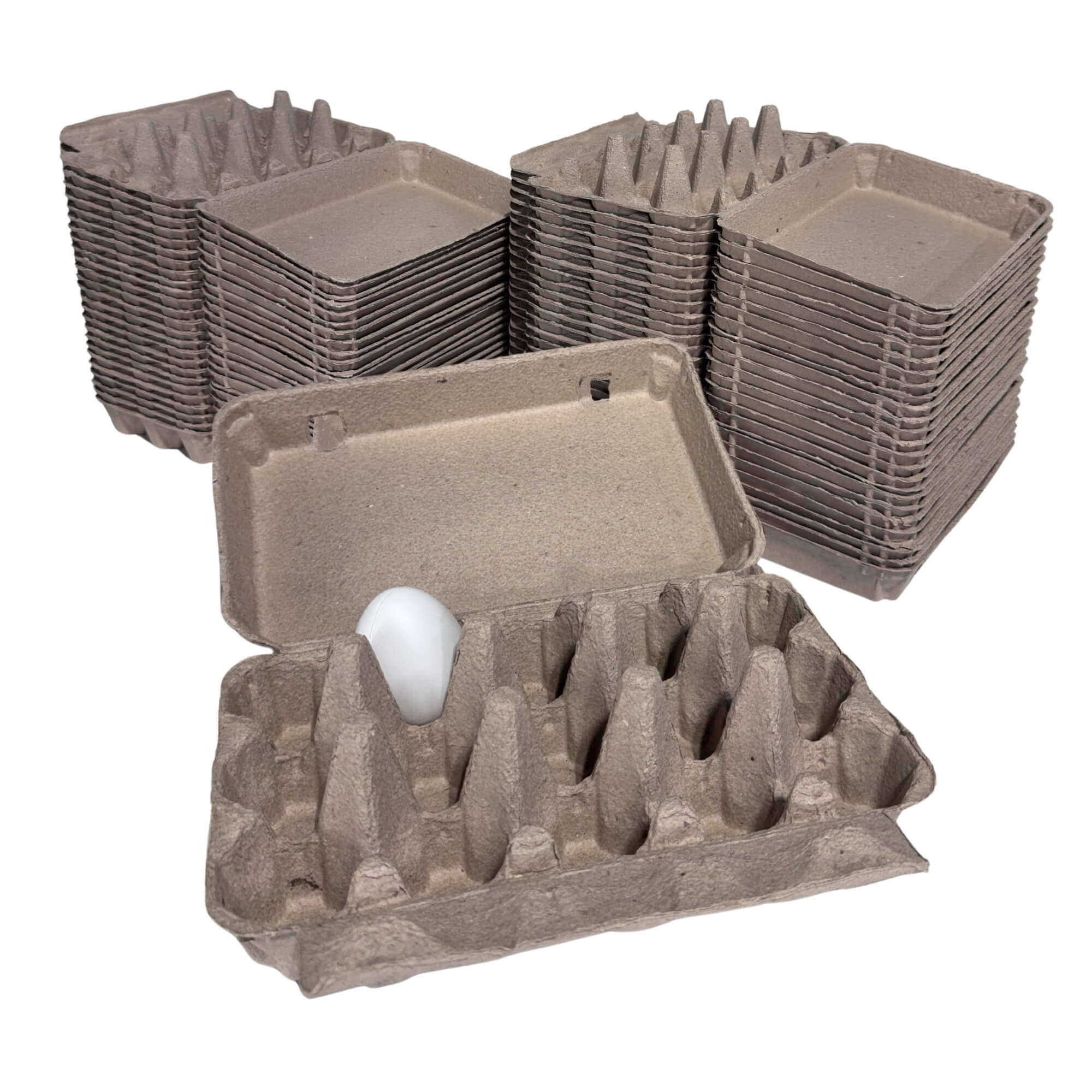 Natural egg cartons with flat tops for custom farm labels