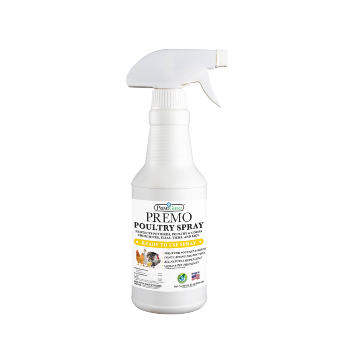 Natural poultry mite and lice spray for chickens, ducks, turkeys, and geese