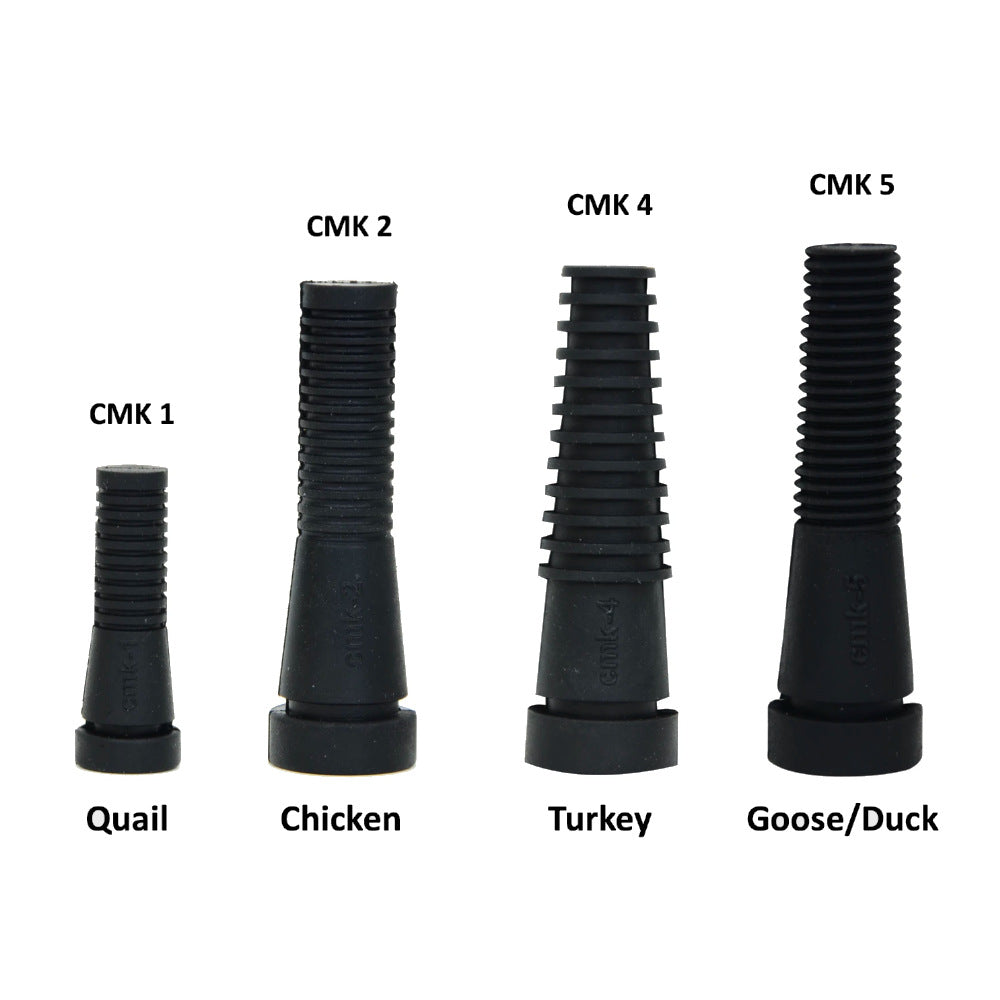 Natural rubber turkey defeathering fingers with a 0.75-inch mounting hole.
