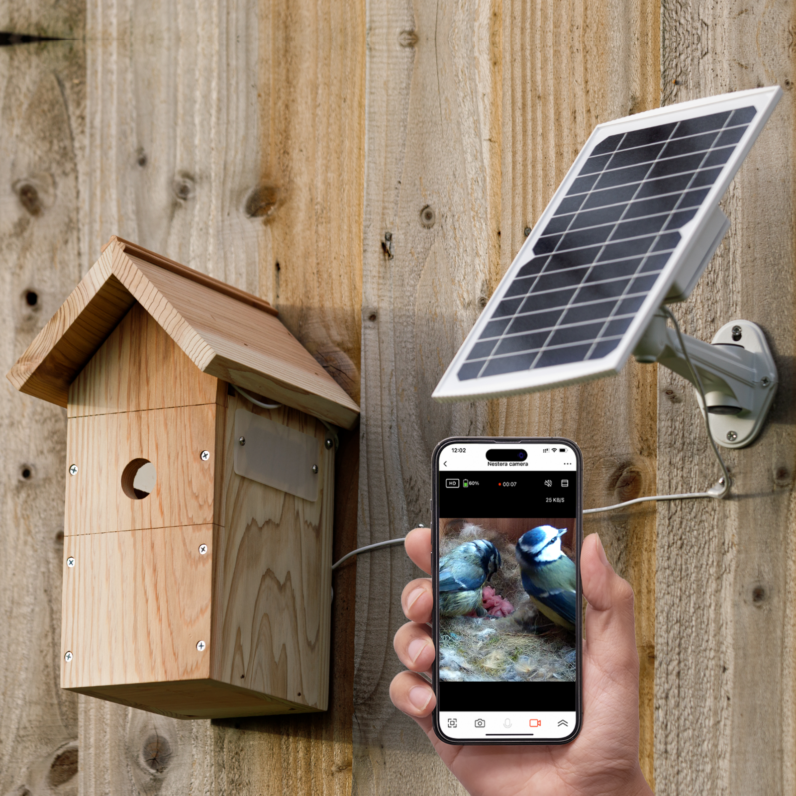 Nestera solar-powered WiFi bird house camera system