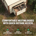 Outdoor chicken coop with dual-side nesting boxes for backyard egg-laying hens.