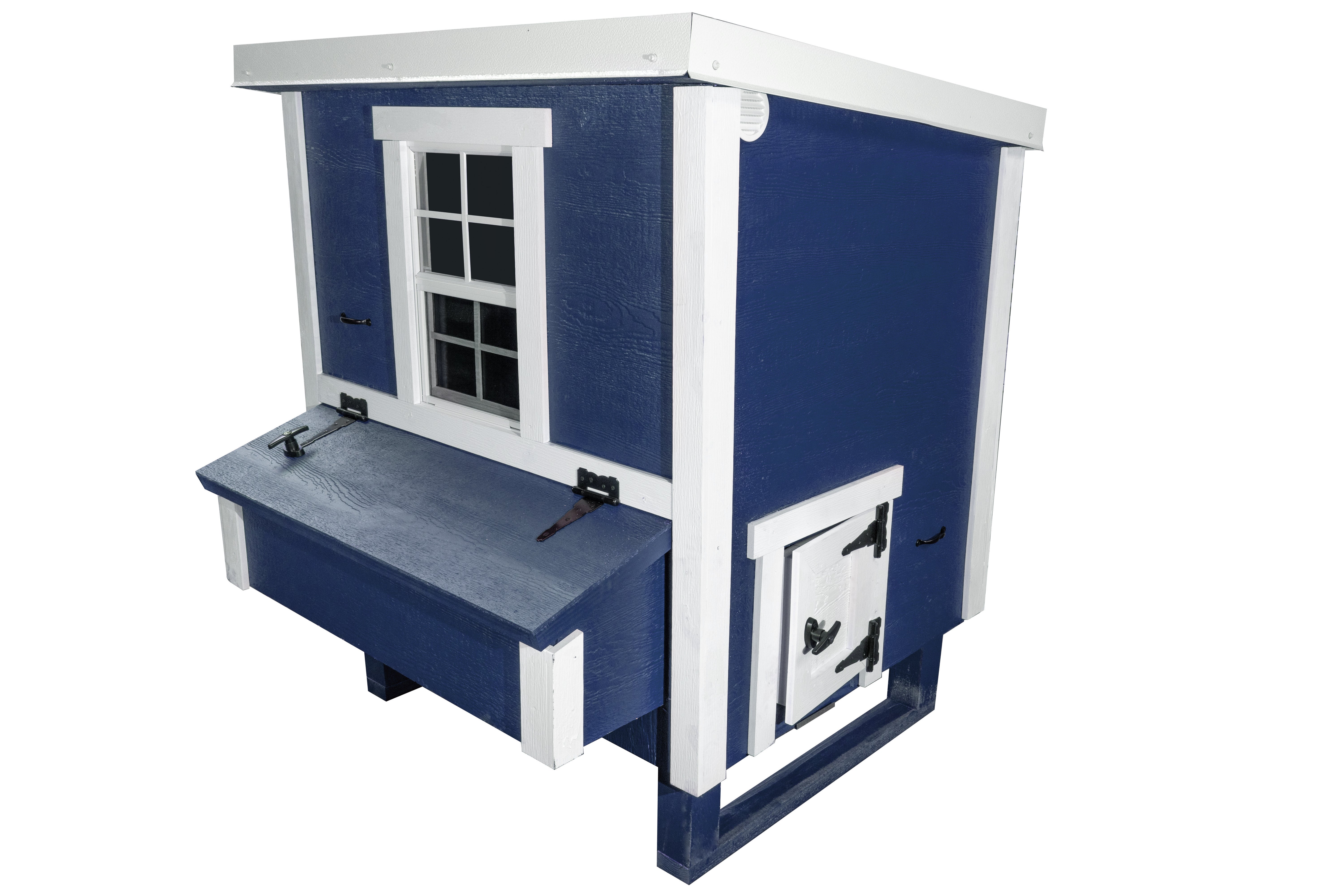 OverEZ Chicken Coop Medium Up to 10 Chickens blue front and chicken door